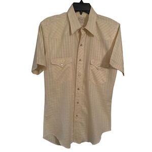 Vintage‎ Wrangler Western Shirt Mens Short Sleeve Button Up Plaid Cowboy